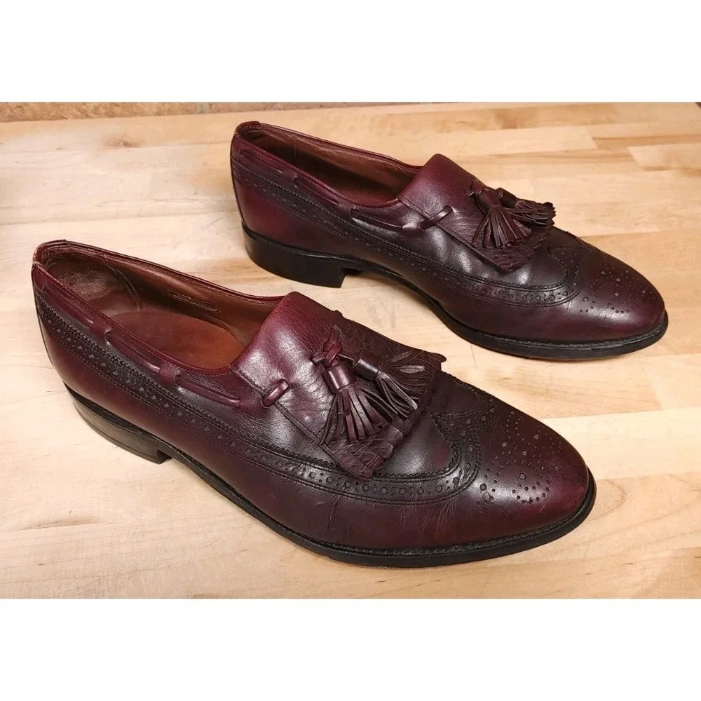 Allen Edmonds Arlington Tassel Loafer Shoes Mens Size 9‎ Oxblood Wingtips